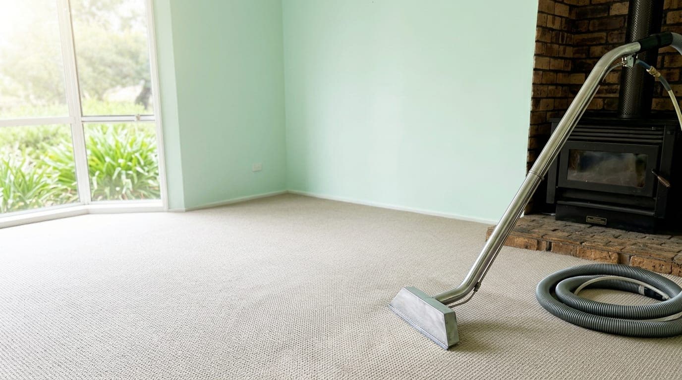 Professional carpet cleaning equipment cleaning a residential carpet