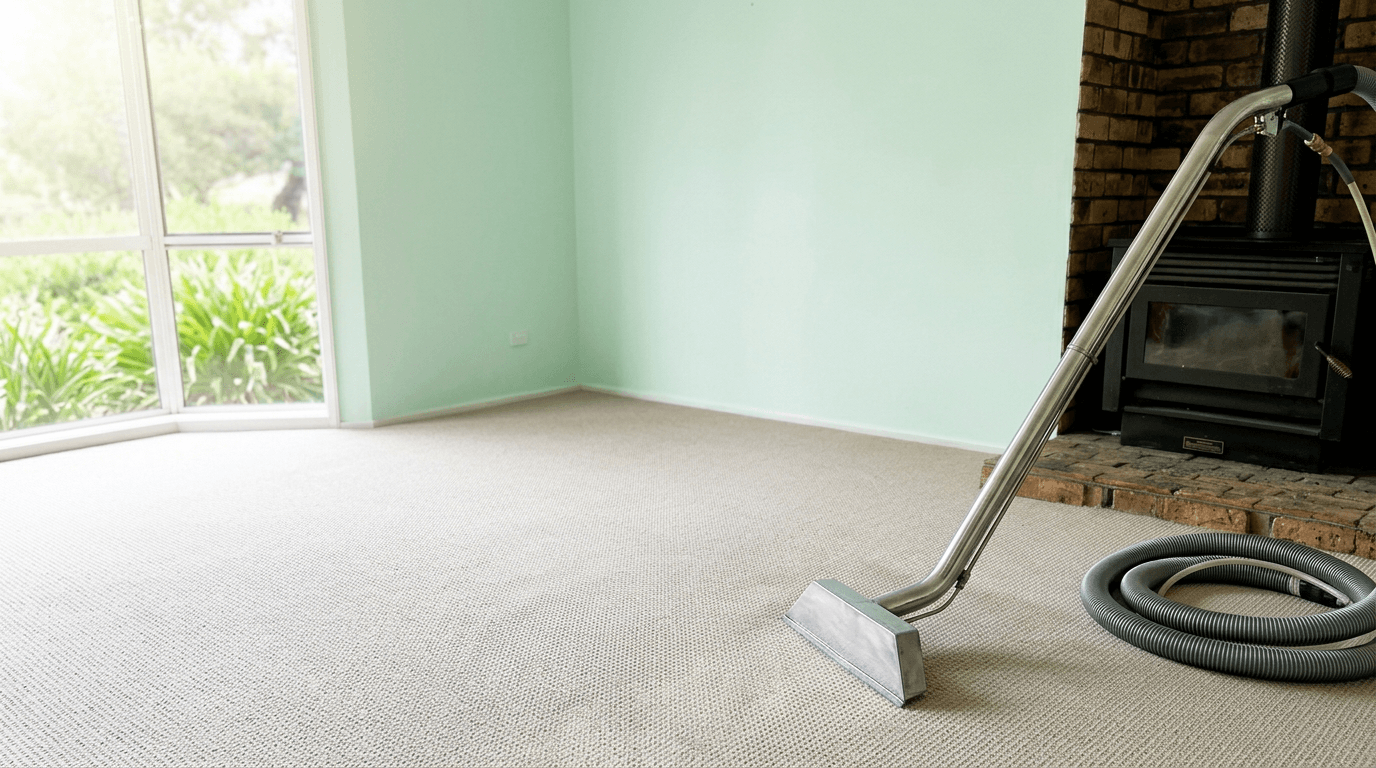 Professional carpet cleaning equipment cleaning a residential carpet